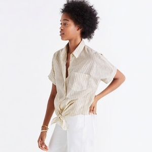 Madewell short sleeve tie front shirt Irene stripe